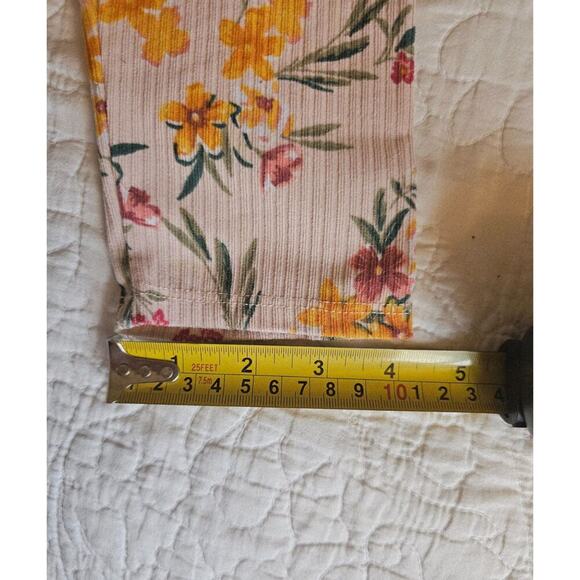 Floral Ribbed Leggings Size 12 Soft Stretchy Knit Spring Flowers By Sunset Sky - Picture 2 of 5